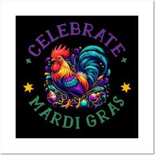 Mardi Gras Chicken Farm Animal Chicken Lover Posters and Art